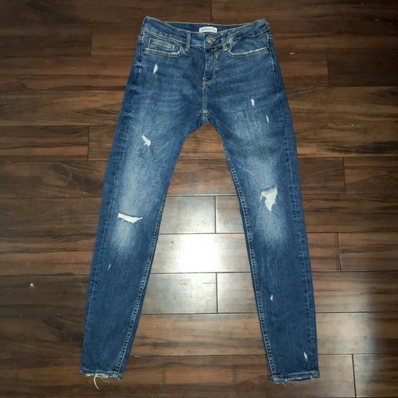 Zara Denim - Zara Distressed Denim High Waisted Skinny Jeans